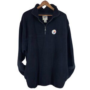 Pittsburgh Steelers Black 1/4 Zip Fleece Pullover Lee Sport Mens Size XL Vintage